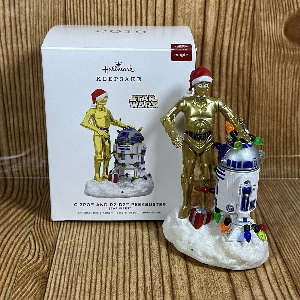 Hallmark Star Wars C-3PO and‎ R2-D2 Peekbuster Sound Magic Christmas Ornamemt